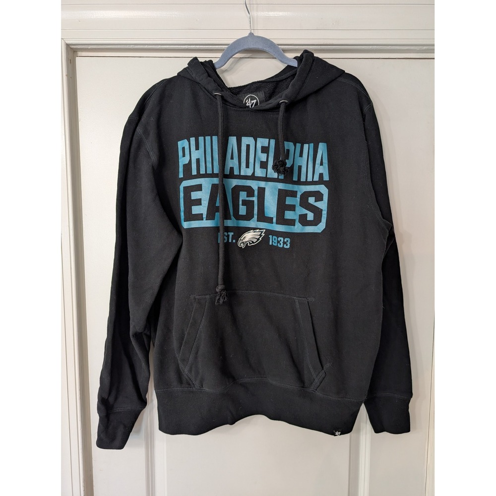 47 Brand‎ Philadelphia Eagles NFL Hoodie Black Sweatshirt Large fanatic team